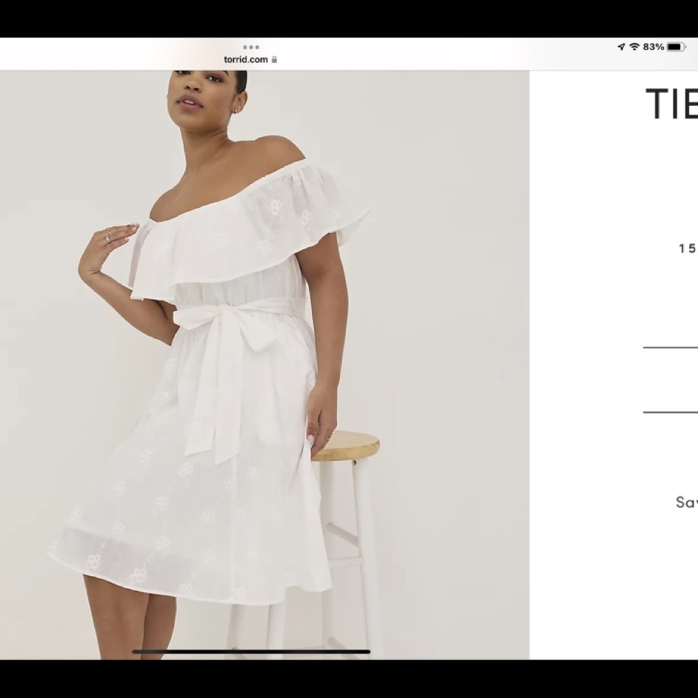 torrid White Off-Shoulder Strapless Dress